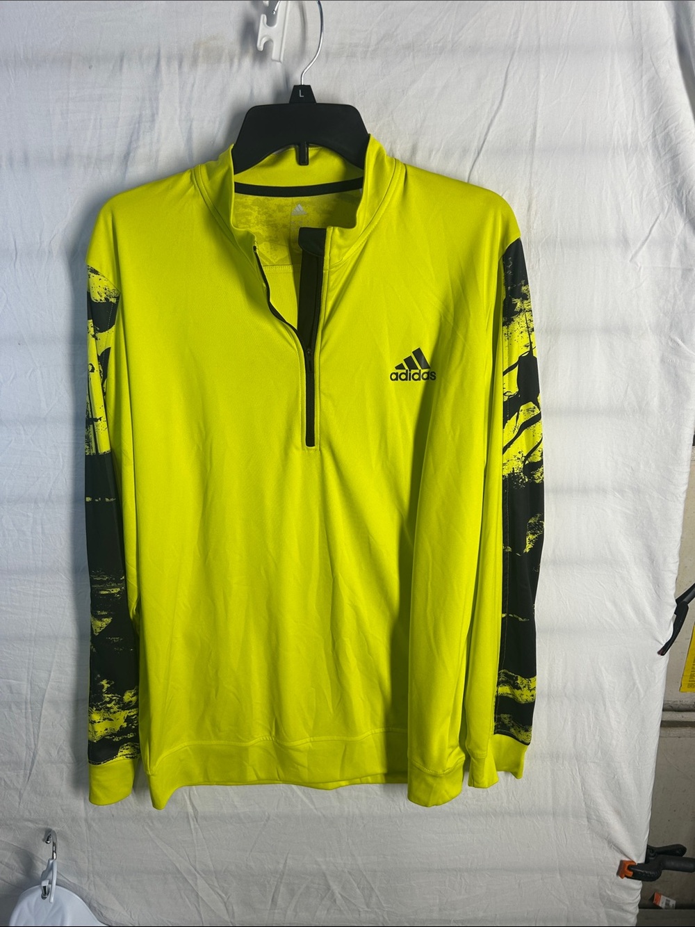 adidas Men’s High-Visibility Yellow & Black Quarter-Zip Performance Top